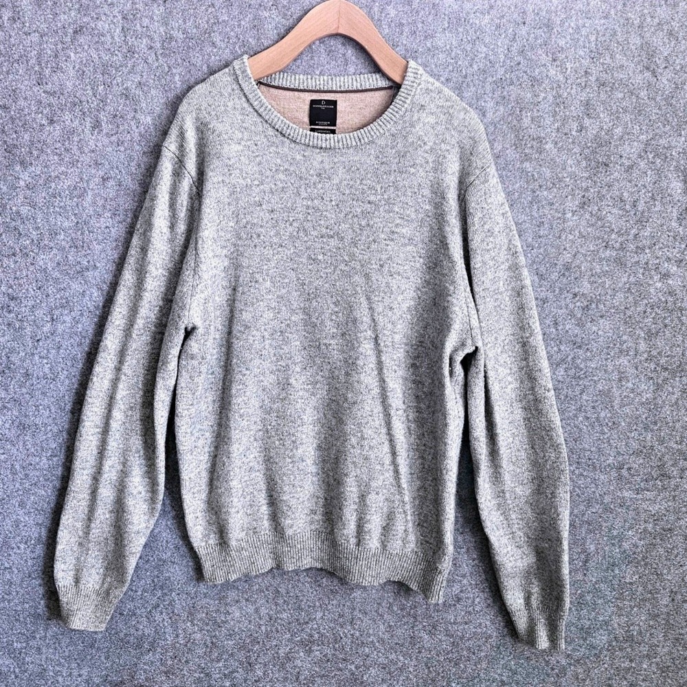 Doppelganger Roma Mens Grey Wool Blend Crewneck Sweater Elbow Patches L